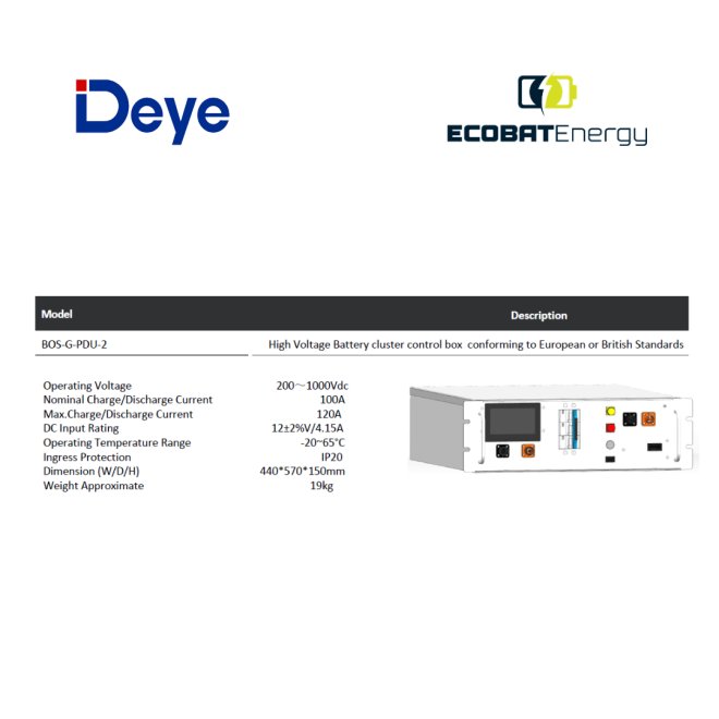 HVB750V/100A-EU - HV Control Box Deye BOS-G
