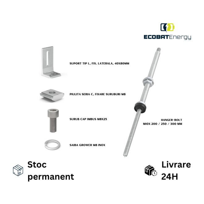 Surub ancora Profil Tip C pentru acoperis tabla M10MX250mm